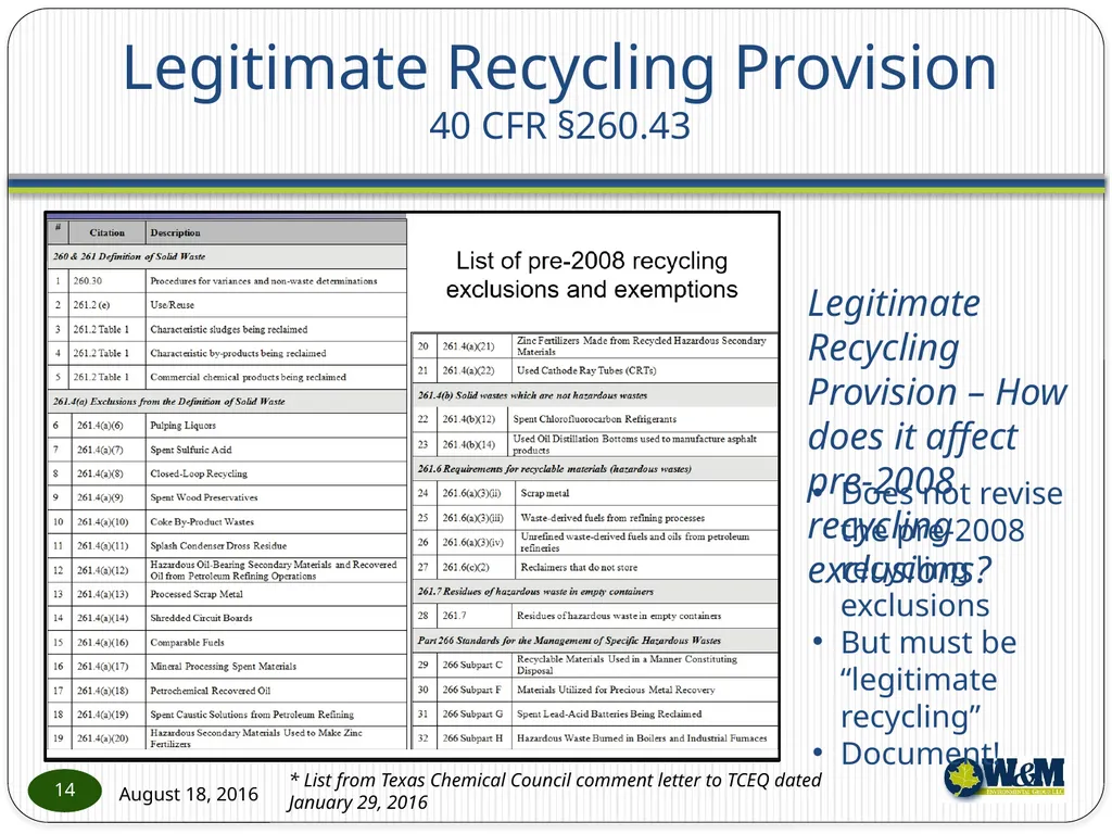 Solid and Hazardous Waste - New Hazardous - slide 14 of 28