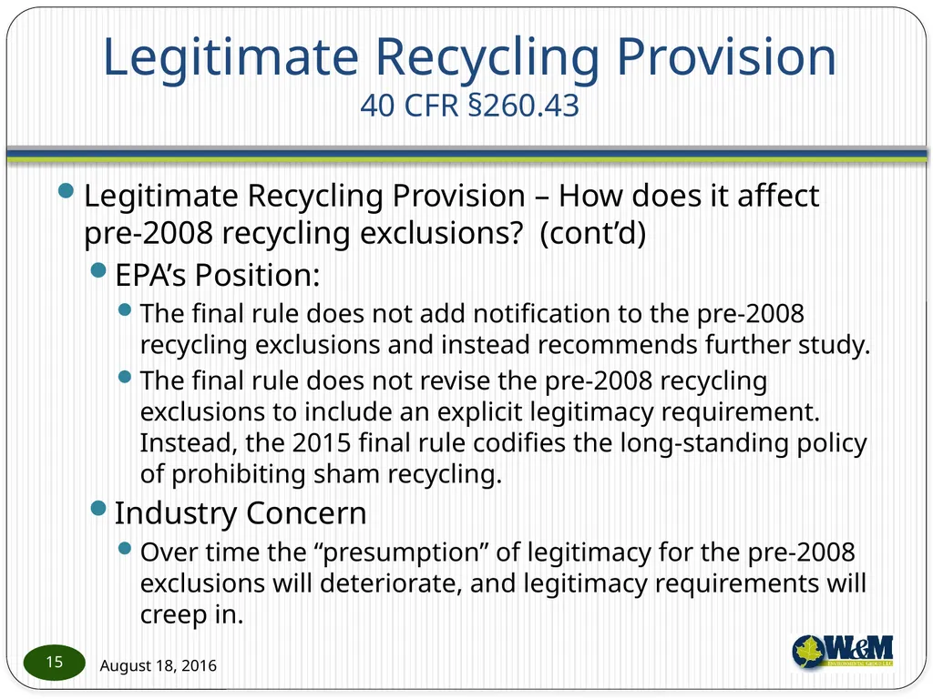 Solid and Hazardous Waste - New Hazardous - slide 15 of 28
