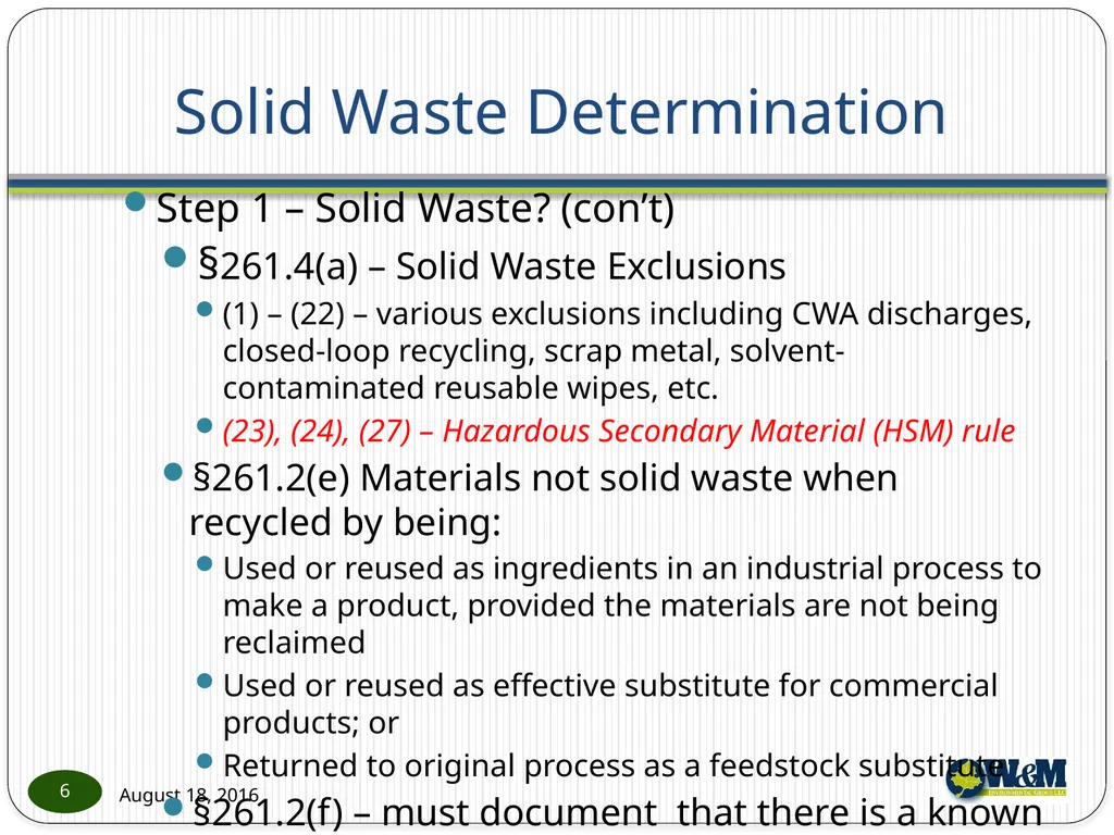 Solid and Hazardous Waste - New Hazardous - slide 6 of 28