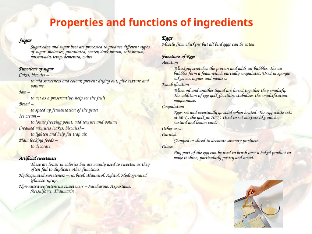 Function of ingredients Properties and functions - slide 6 of 7