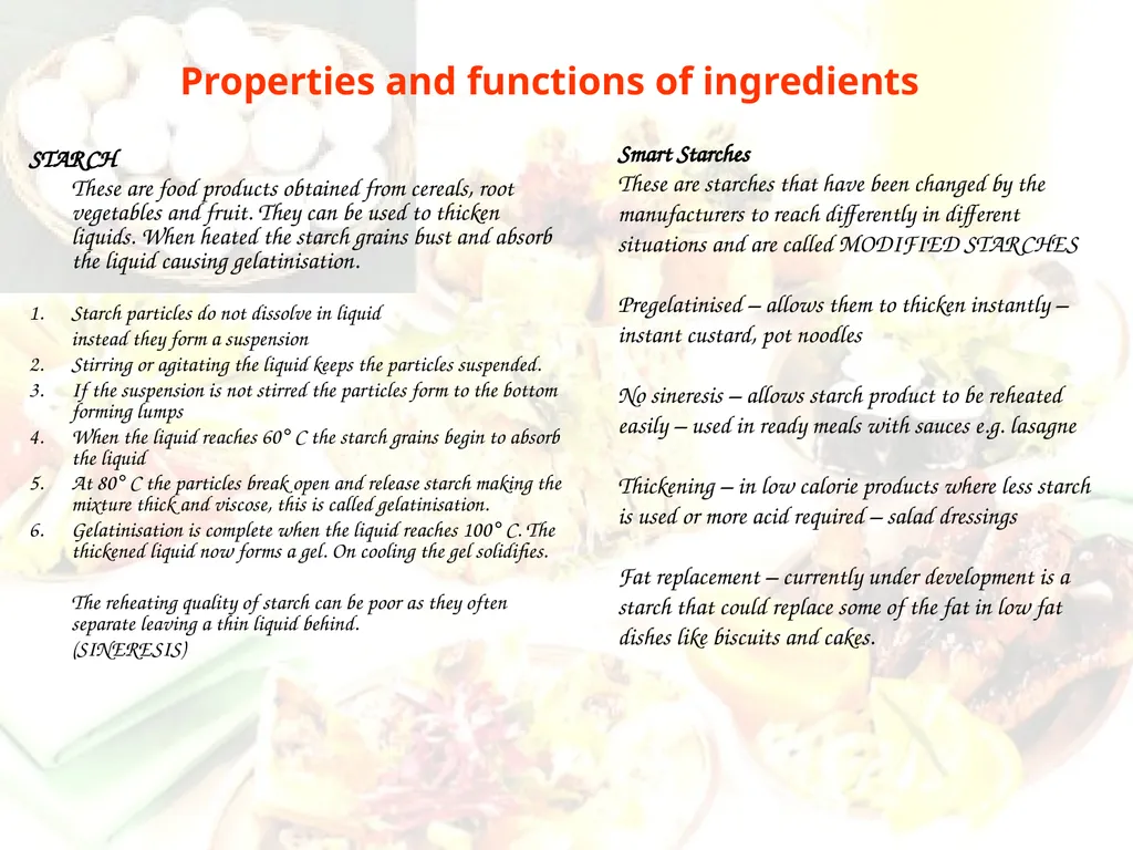 Function of ingredients Properties and functions - slide 4 of 7