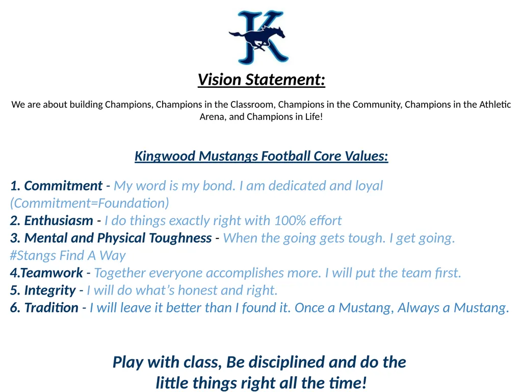 KHS Mustang Football # SFAW Agenda Introductions - slide 4 of 9