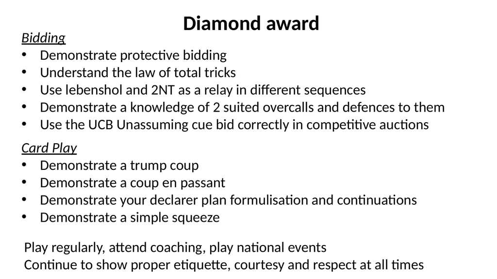 Progression in Bridge Introducing Level Awards. - slide 6 of 9