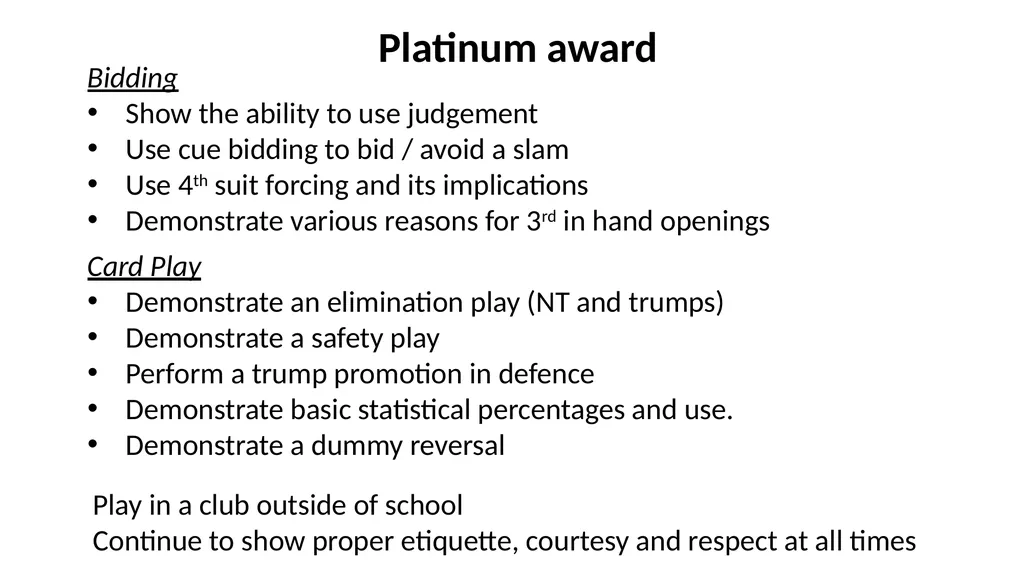 Progression in Bridge Introducing Level Awards. - slide 5 of 9