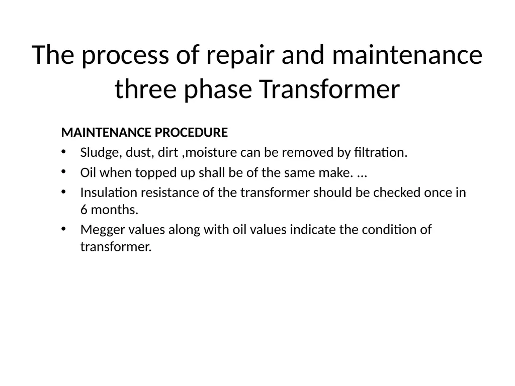 TESTING AND MAINTENANCE OF ELECTRICAL EQIPMENT - slide 13 of 21