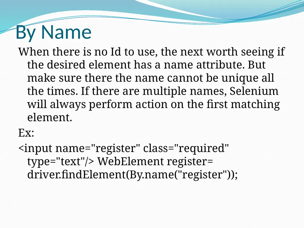 Selenium Locators There are 8 locators in selenium - slide 6 of 46