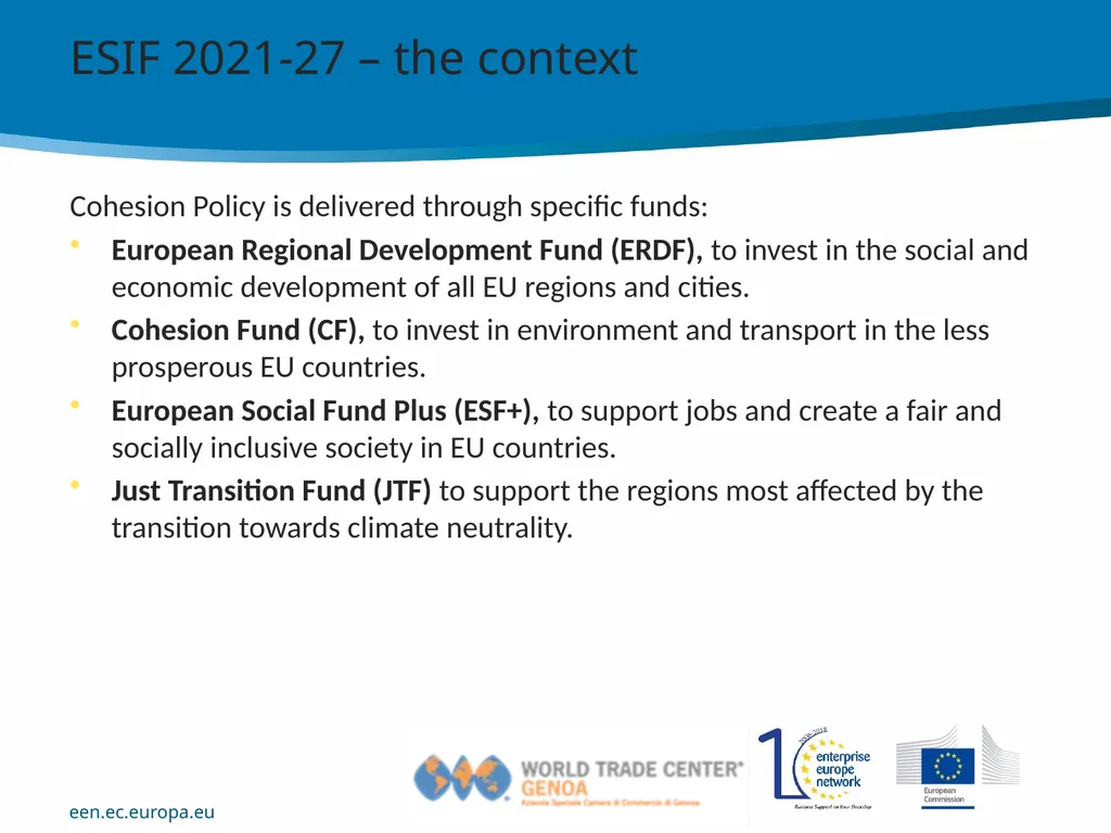 EEN experience: Advise on Structural Funds and SoE - slide 3 of 10