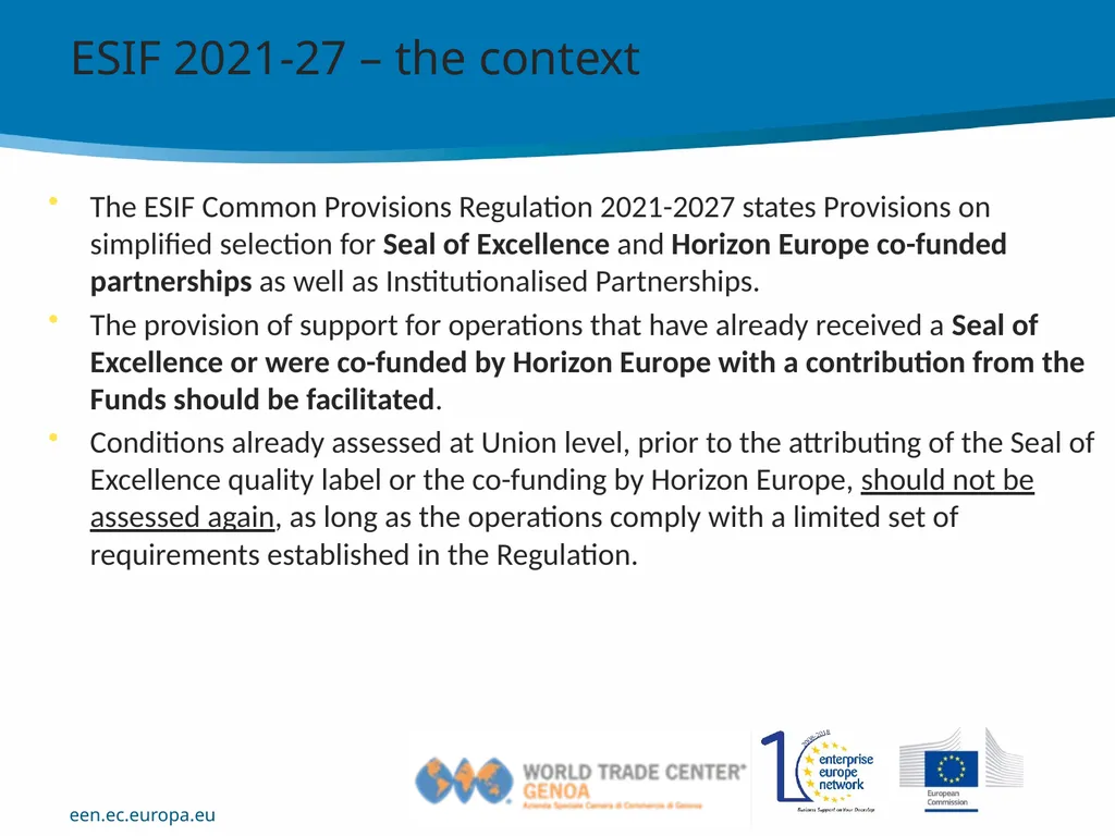 EEN experience: Advise on Structural Funds and SoE - slide 4 of 10