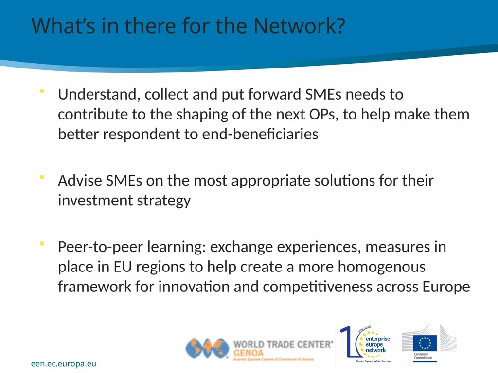 EEN experience: Advise on Structural Funds and SoE - slide 9 of 10