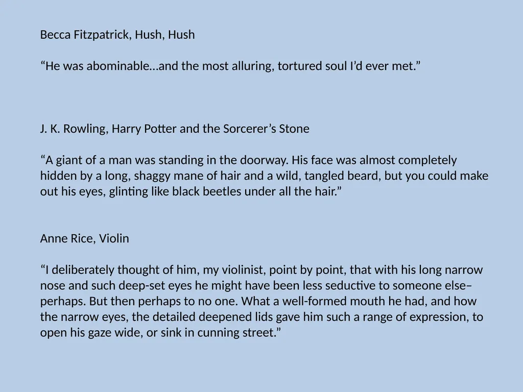 Character Descriptions They recycle typical ideas - slide 46 of 55