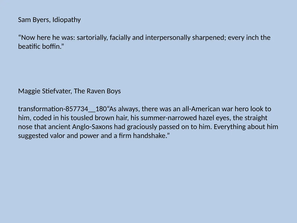 Character Descriptions They recycle typical ideas - slide 50 of 55