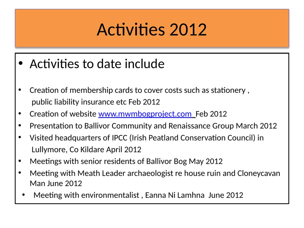 MWM Bog Heritage Project Presentation and Book - slide 8 of 21