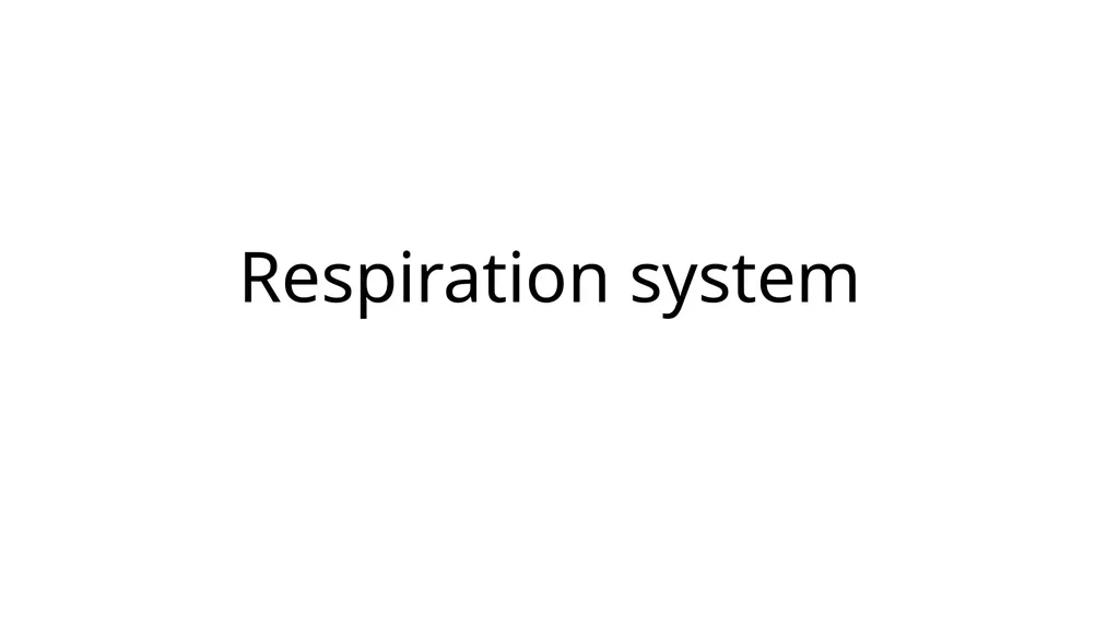 Respiration system Why do we need to breathe? We