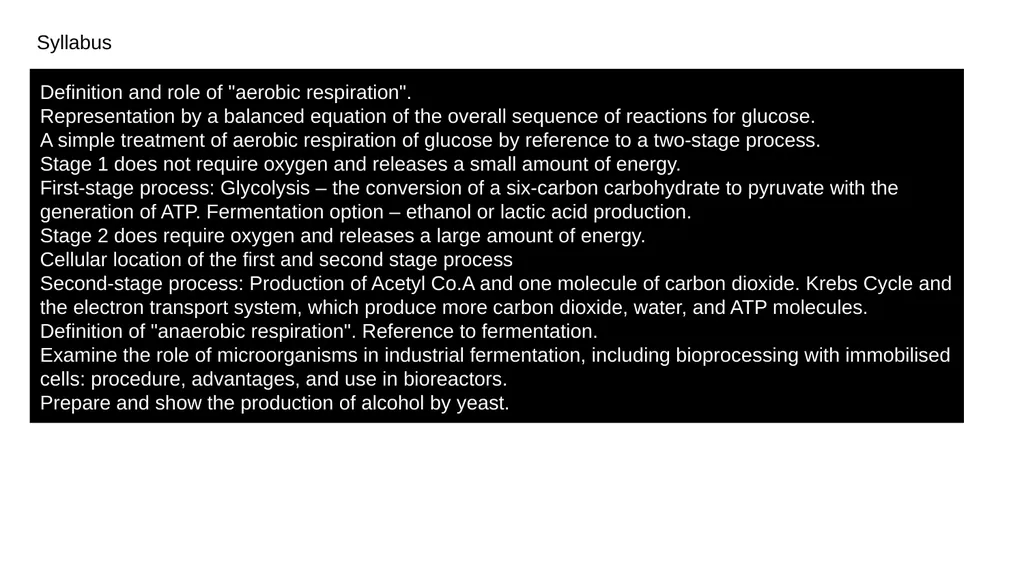 Respiration Syllabus Definition and role of - slide 2 of 11