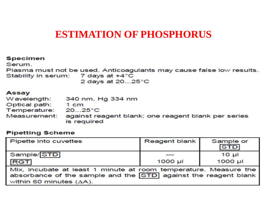 Serum phosphorus measurement (inorganic - slide 13 of 14