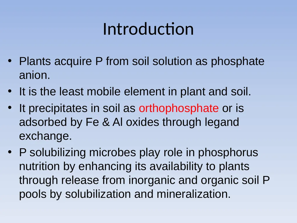 Phosphate solubilizing microorganisms Use of - slide 2 of 11