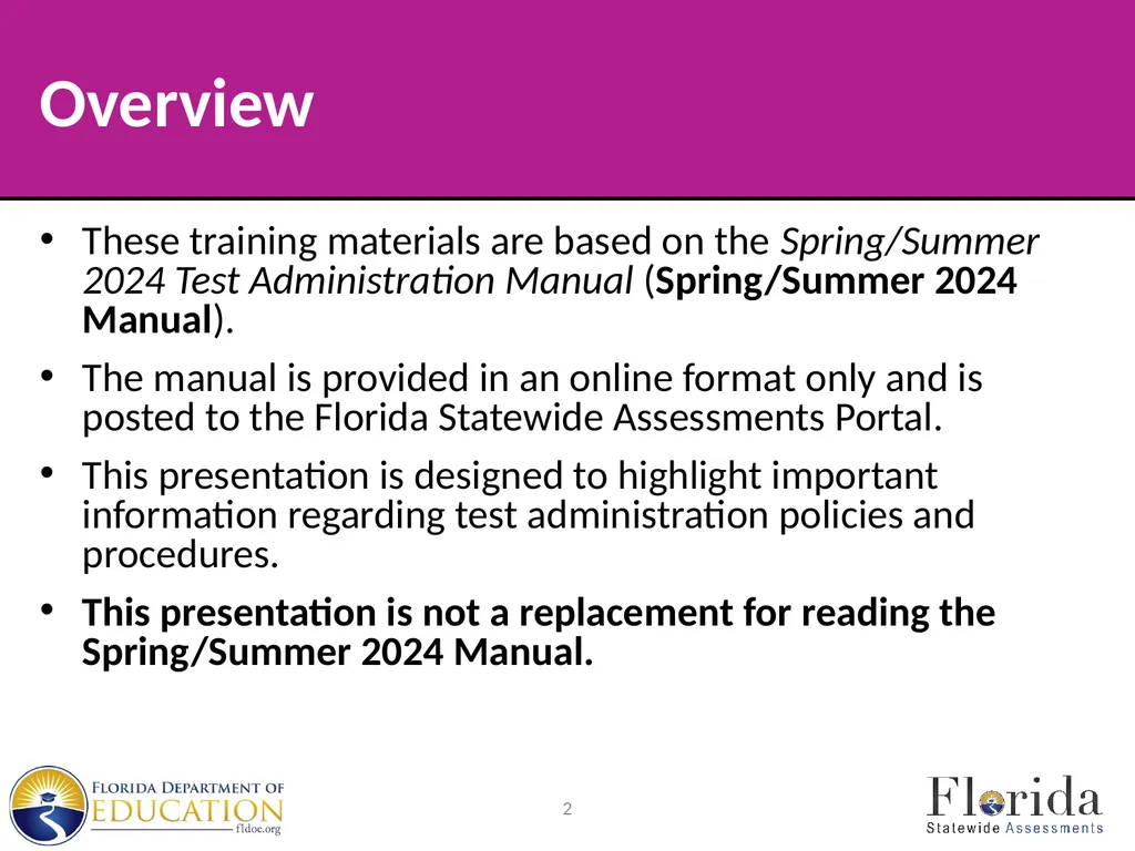 Spring/Summer 2024 Florida Statewide Assessments - slide 2 of 76