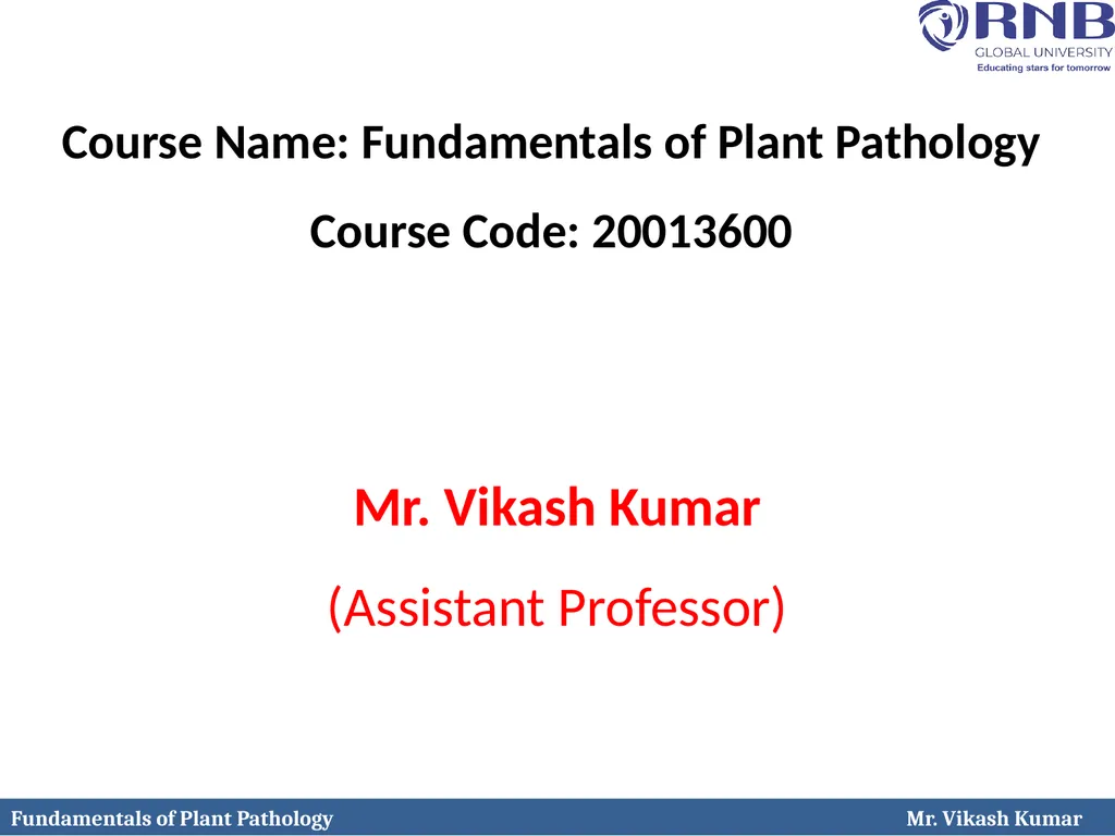 Course Name: Fundamentals of Plant Pathology - slide 1 of 26