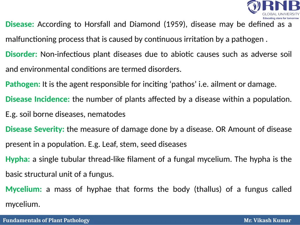 Course Name: Fundamentals of Plant Pathology - slide 4 of 26
