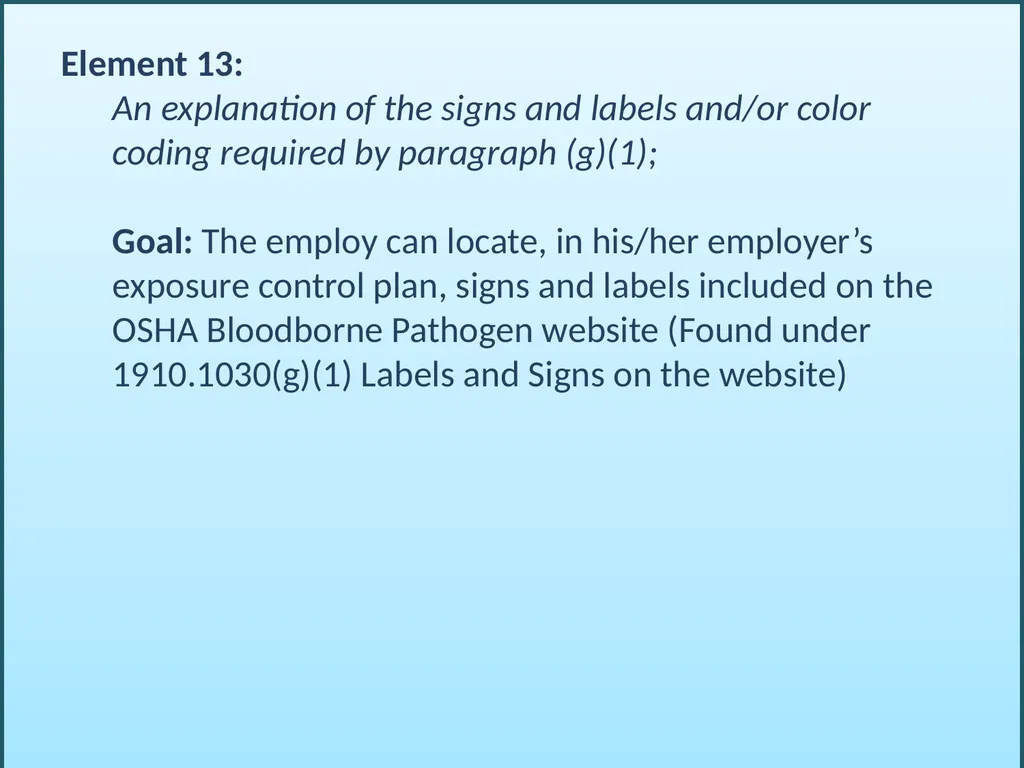 BLOODBORNE PATHOGENS “The OSHA Bloodborne Pathogen - slide 82 of 90
