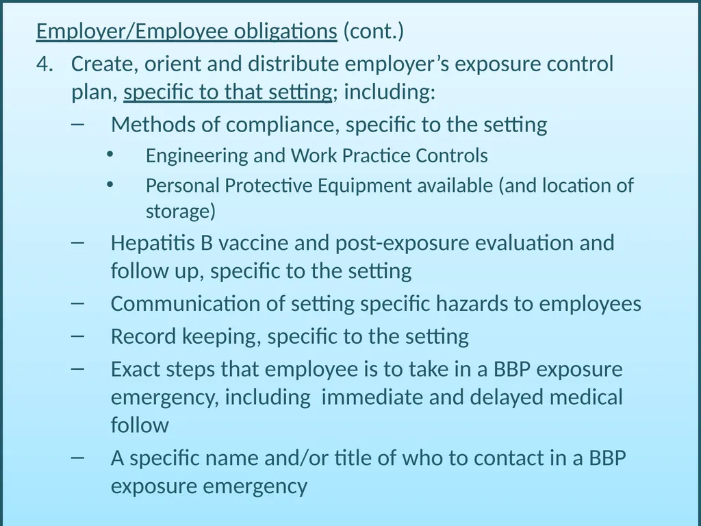 BLOODBORNE PATHOGENS “The OSHA Bloodborne Pathogen - slide 89 of 90