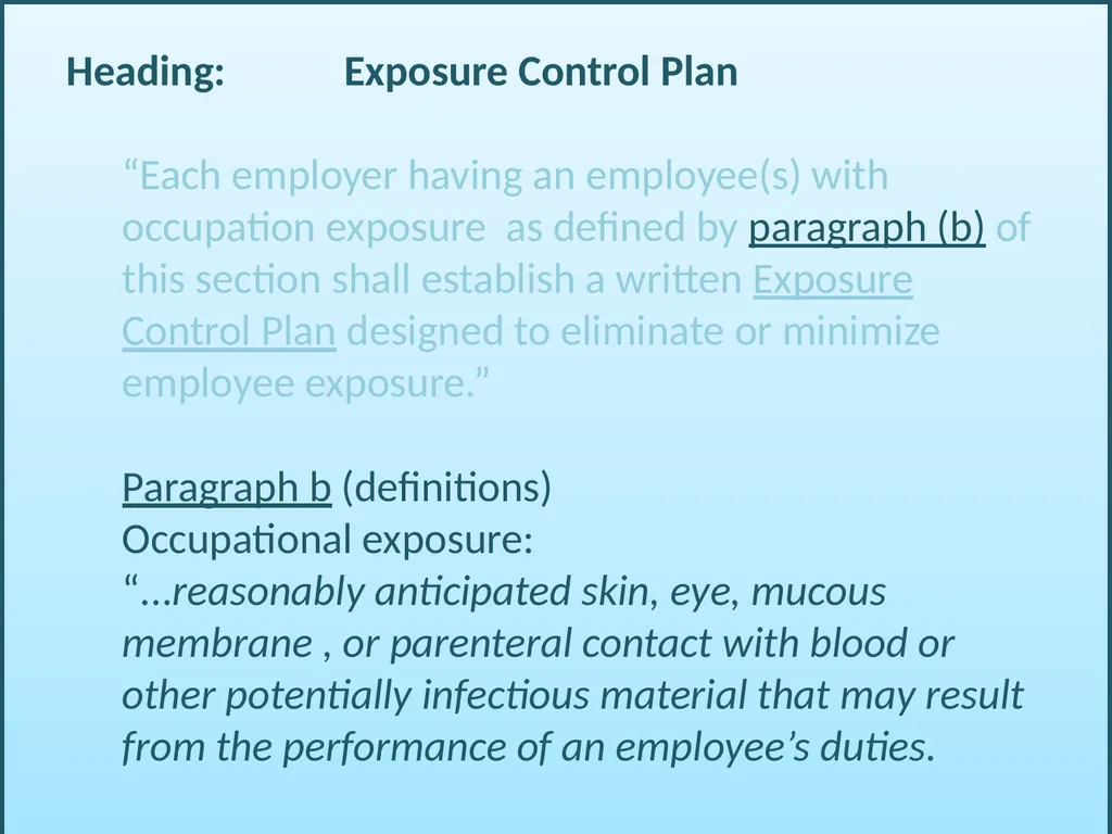 BLOODBORNE PATHOGENS “The OSHA Bloodborne Pathogen - slide 42 of 90