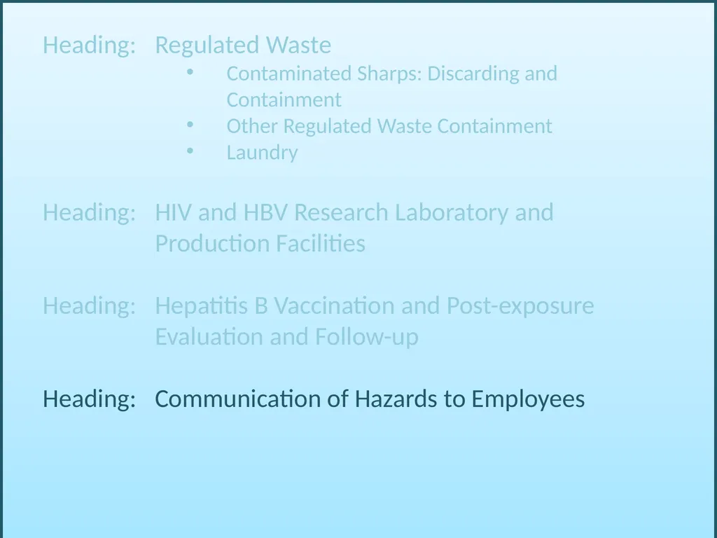 BLOODBORNE PATHOGENS “The OSHA Bloodborne Pathogen - slide 32 of 90