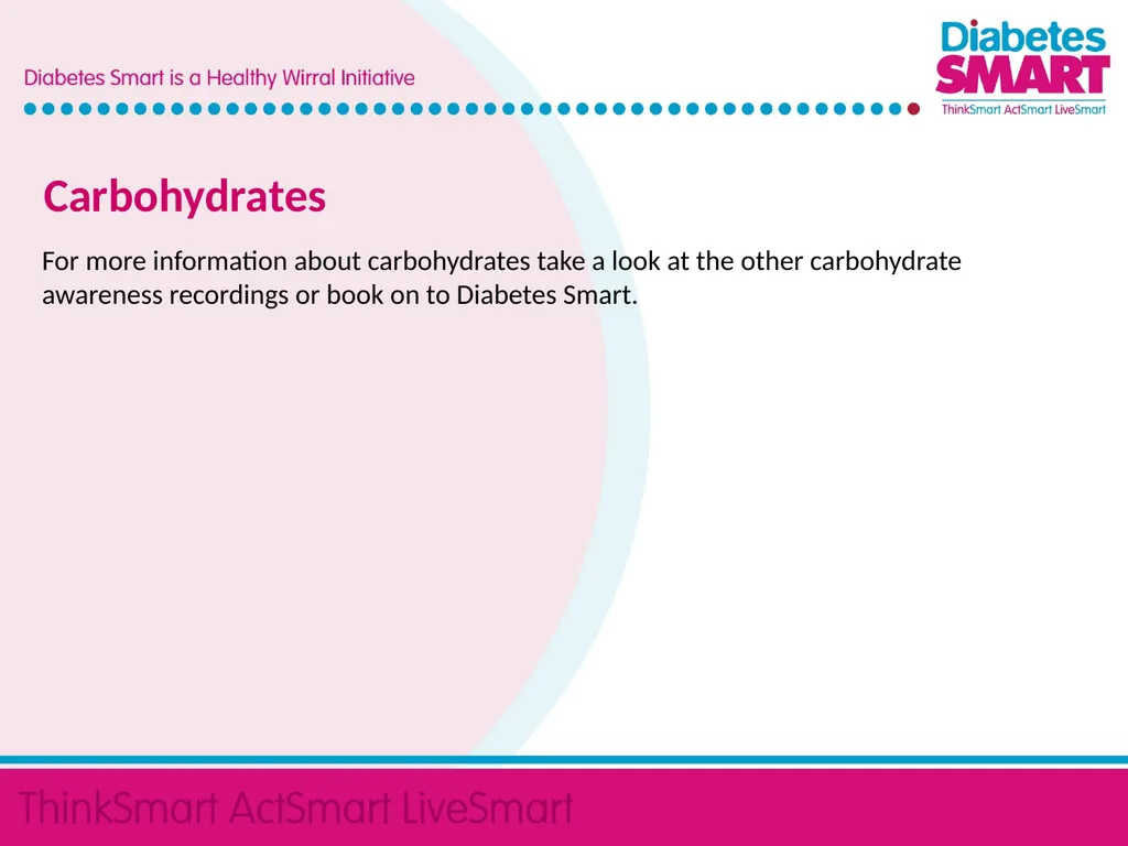 Carbohydrate Awareness Presented by: Community - slide 7 of 7