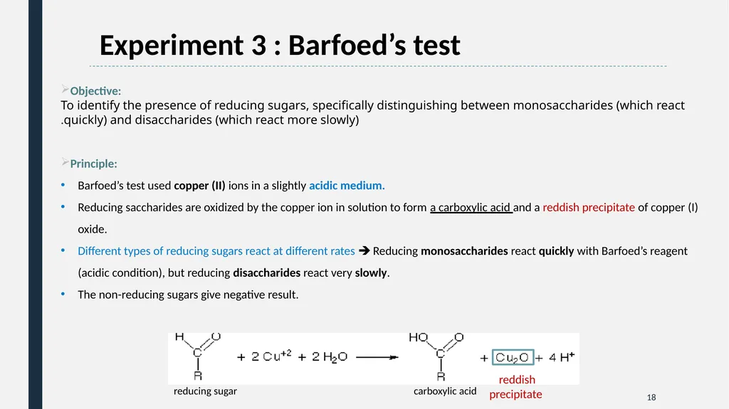 Qualitative Analysis of Carbohydrates First Year - slide 18 of 25
