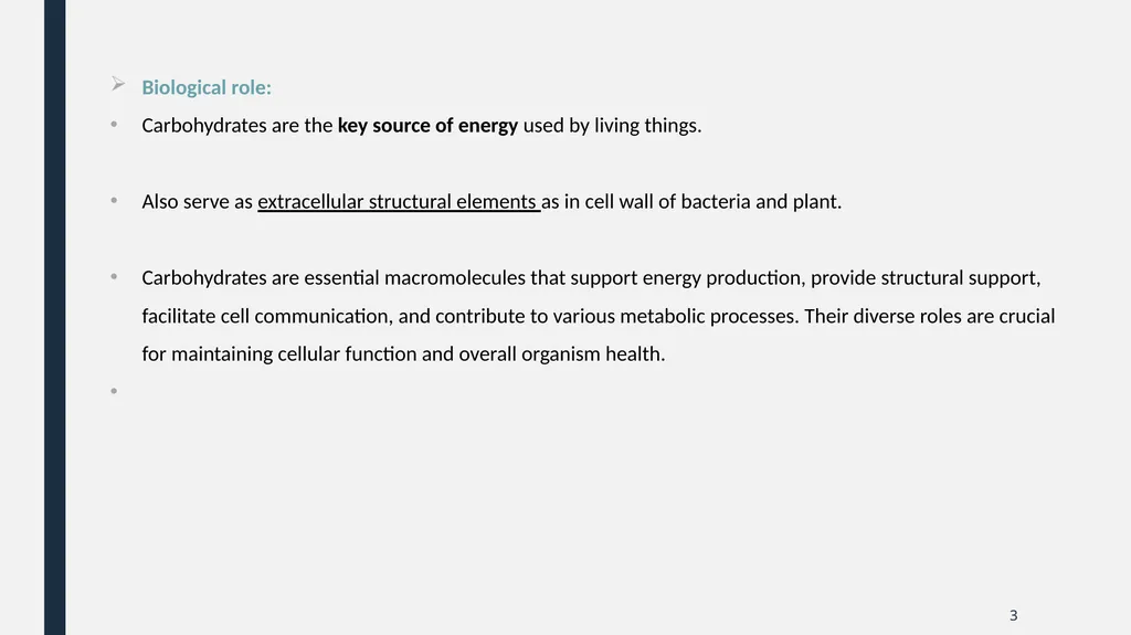 Qualitative Analysis of Carbohydrates First Year - slide 3 of 25