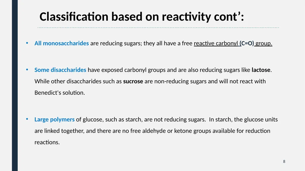 Qualitative Analysis of Carbohydrates First Year - slide 8 of 25
