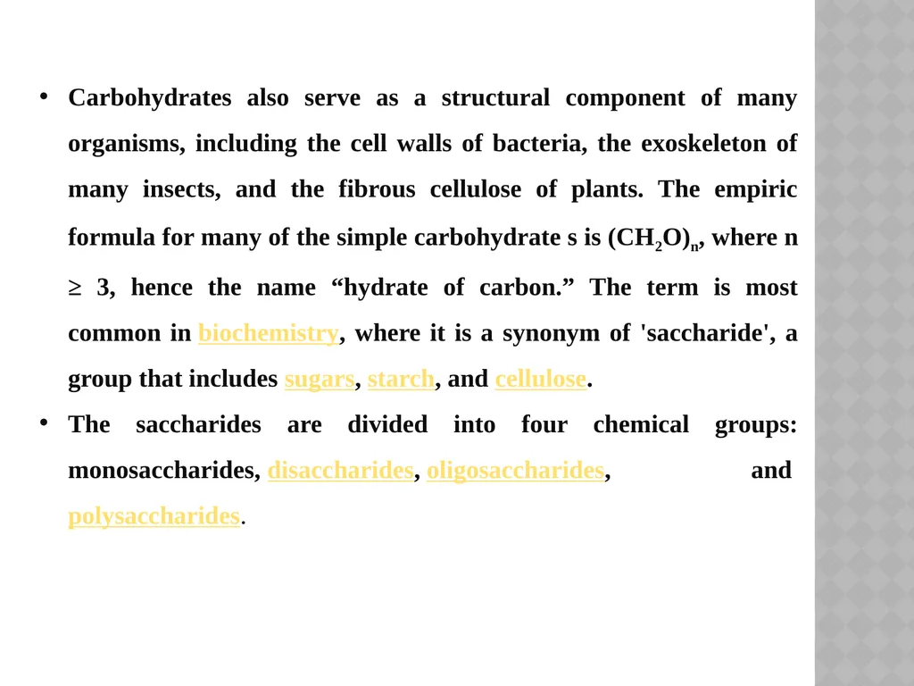 Carbohydrates A carbohydrate is a biomolecule - slide 3 of 6