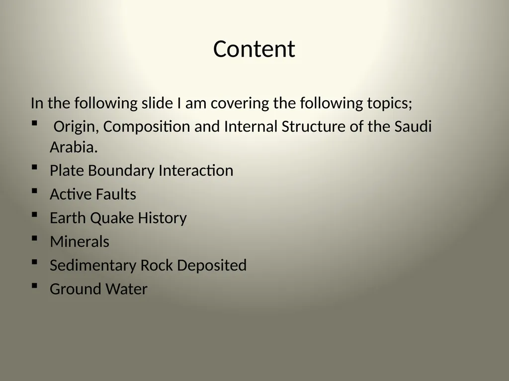 Geological Aspects of Saudi Arabia Presented By: - slide 2 of 27