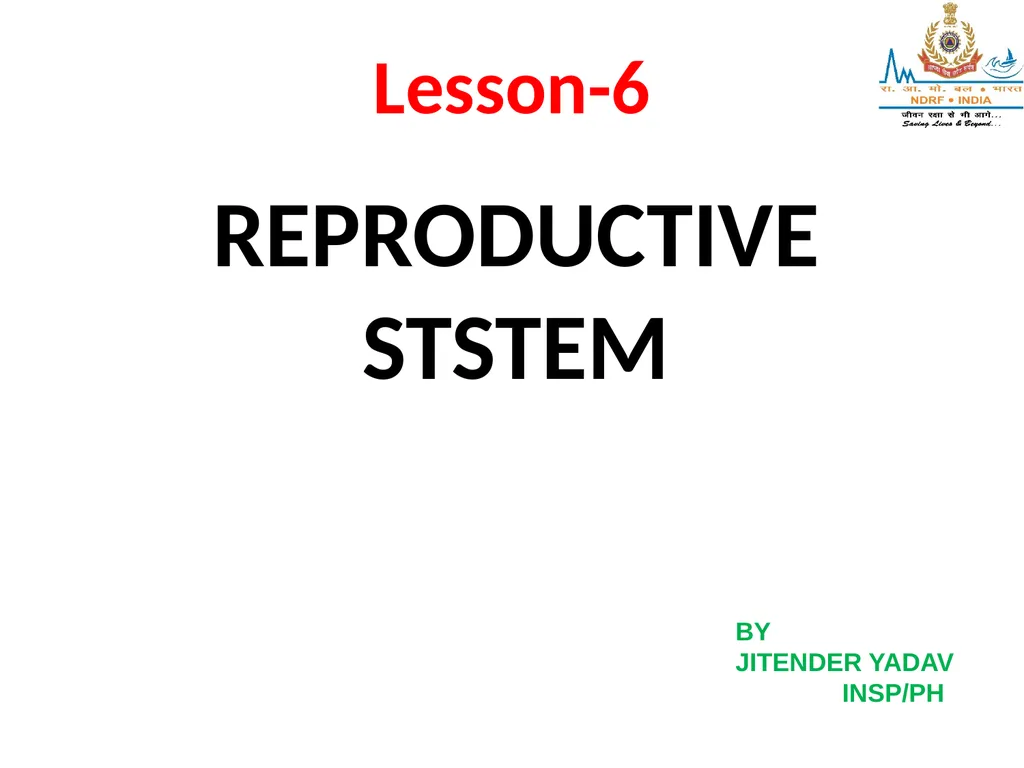 Lesson-6 REPRODUCTIVE STSTEM BY JITENDER YADAV