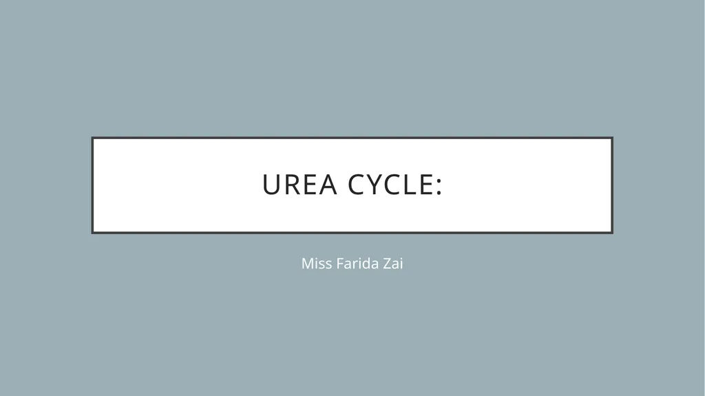 UREA cycle: Miss Farida Zai UREa cycle The urea - slide 1 of 11