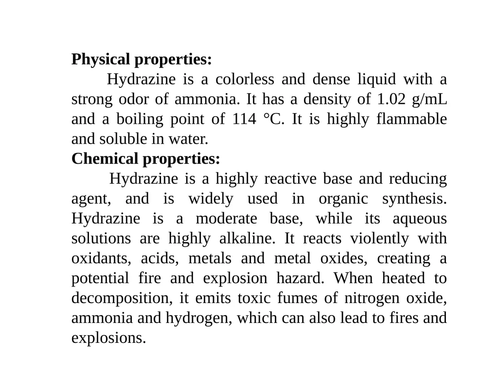 Hydrazine Hydrazine Formula Hydrazine is an - slide 4 of 6