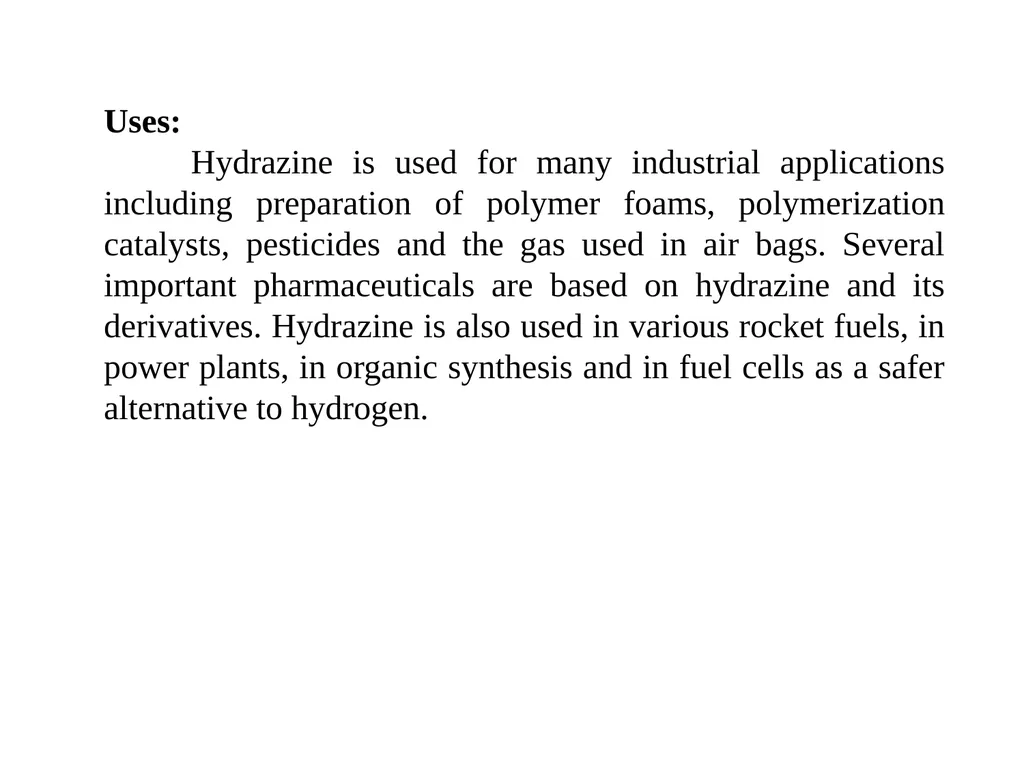 Hydrazine Hydrazine Formula Hydrazine is an - slide 5 of 6