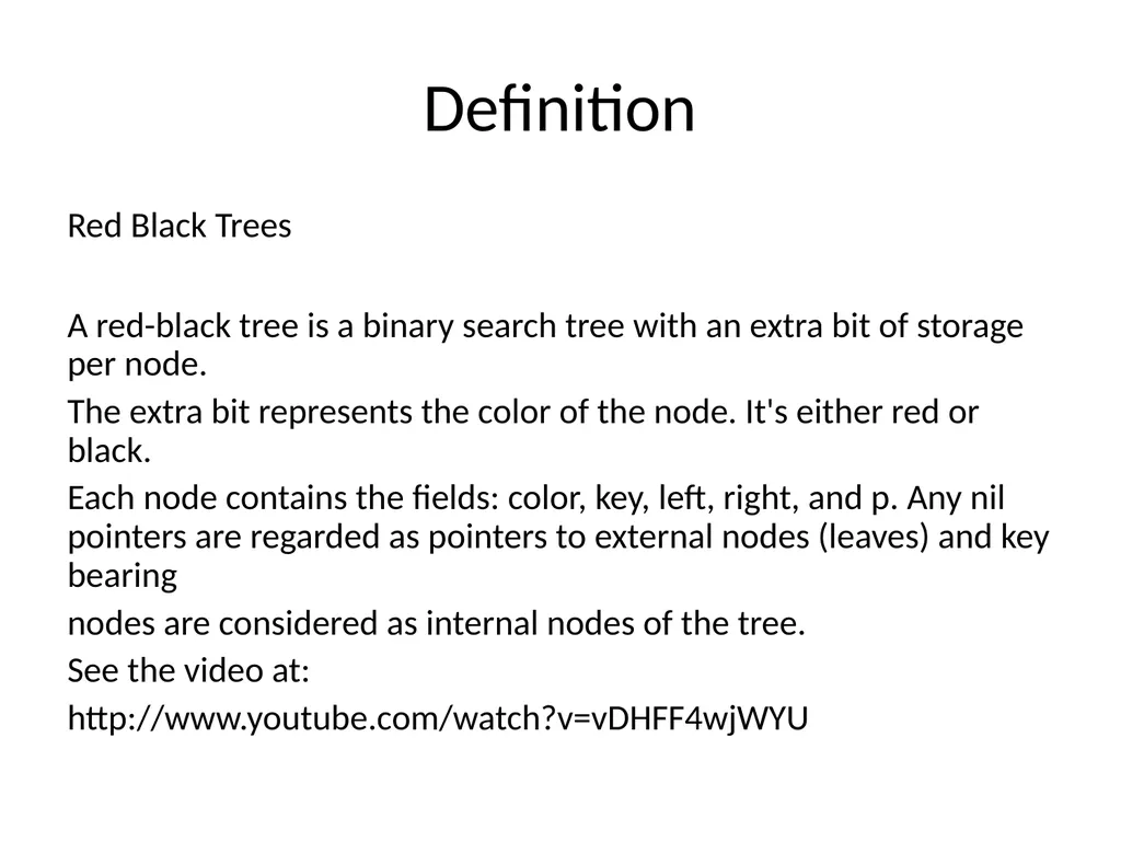 Red Black Tree Essentials Notes from “Introduction - slide 2 of 10