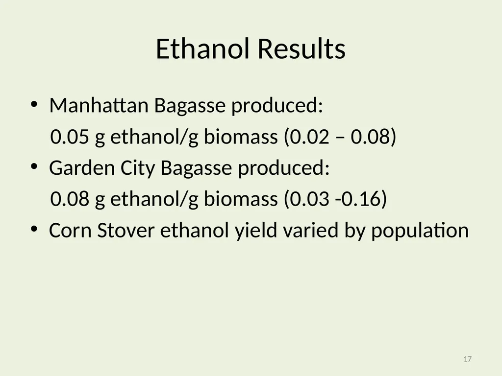 Seeding Rate Effects on Ethanol Production in Corn - slide 17 of 19