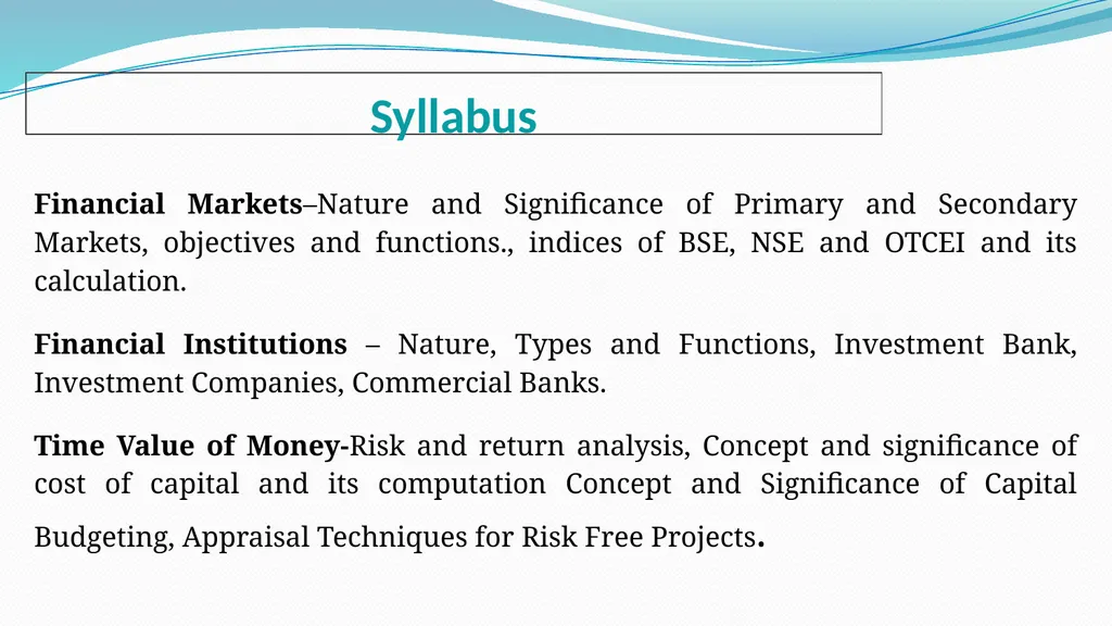 Financial Management (AB 215) Unit-1 Syllabus - slide 3 of 40