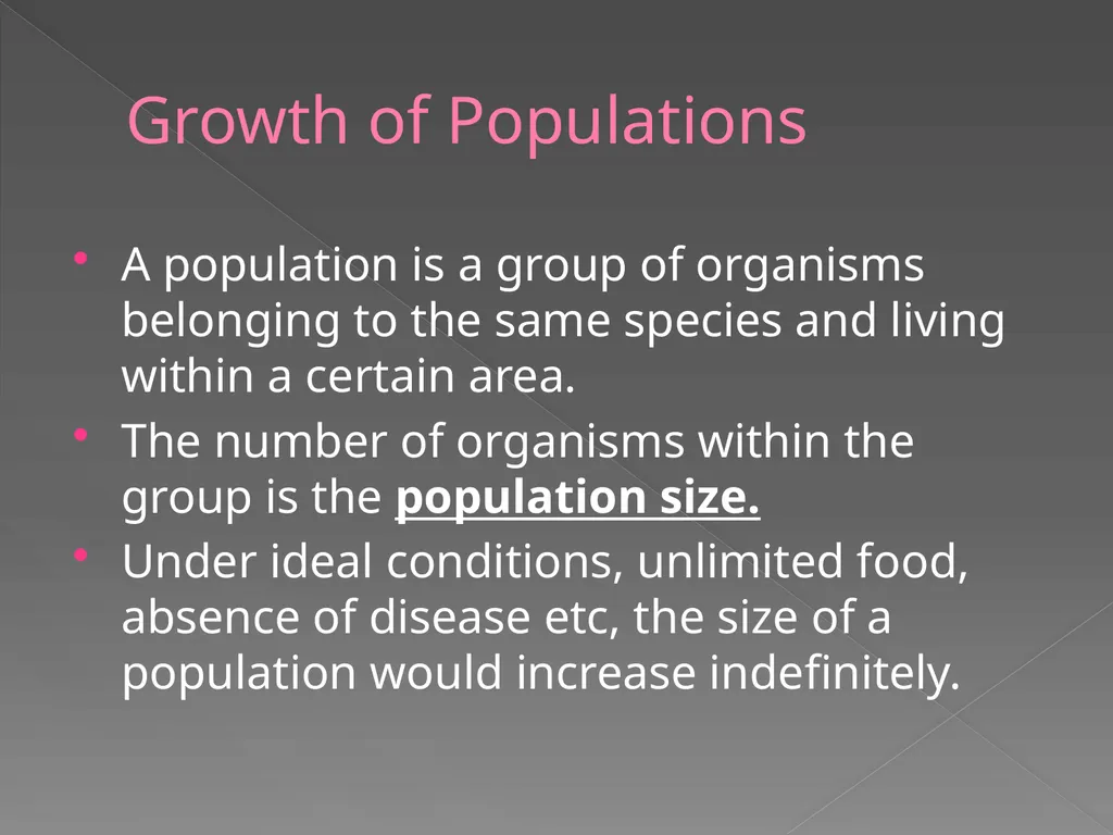 Population Biology Chapter 27 Growth of - slide 2 of 21