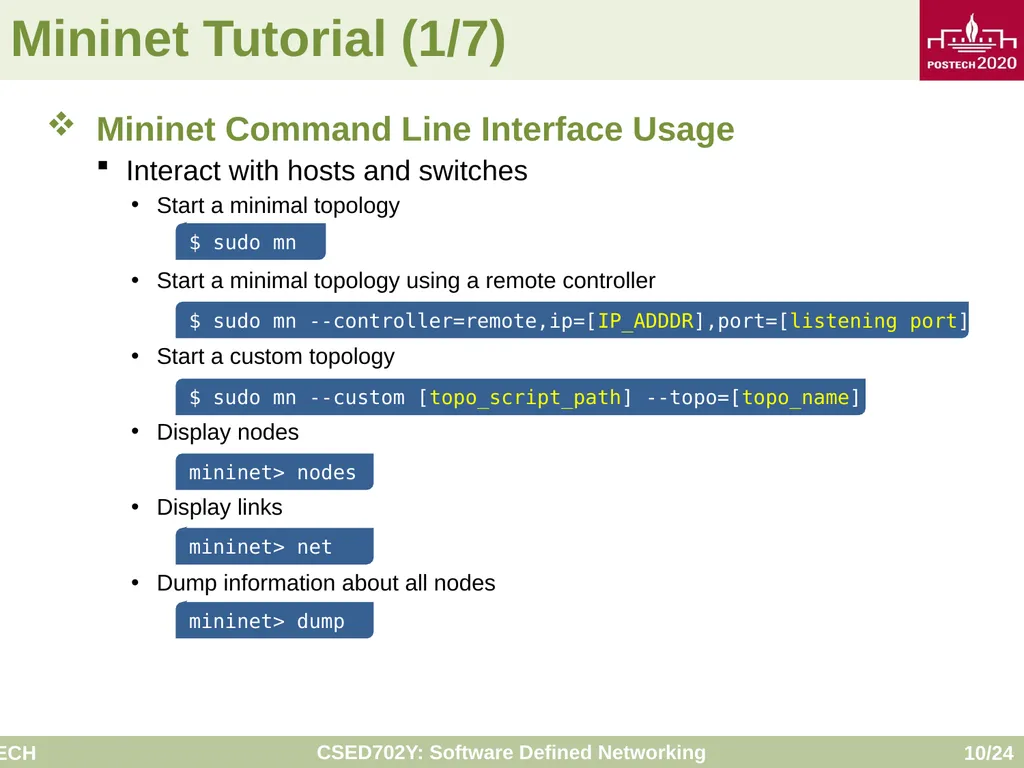 Software Defined Networking: Mininet Tutorial - slide 10 of 24