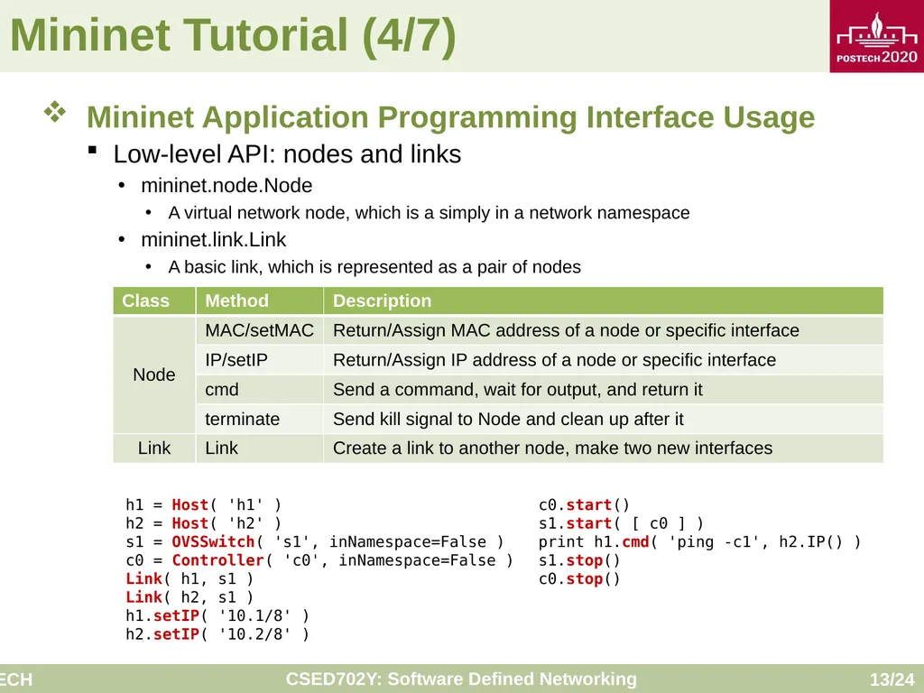 Software Defined Networking: Mininet Tutorial - slide 13 of 24