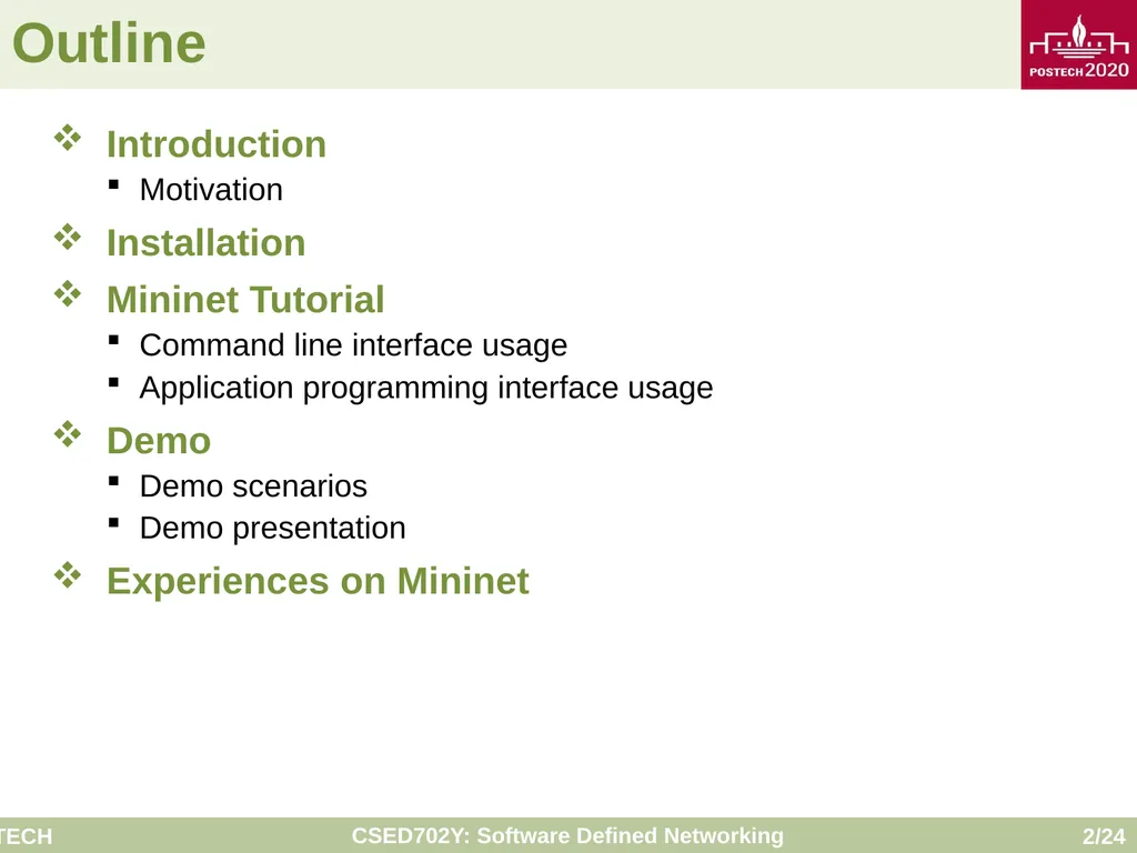 Software Defined Networking: Mininet Tutorial - slide 2 of 24