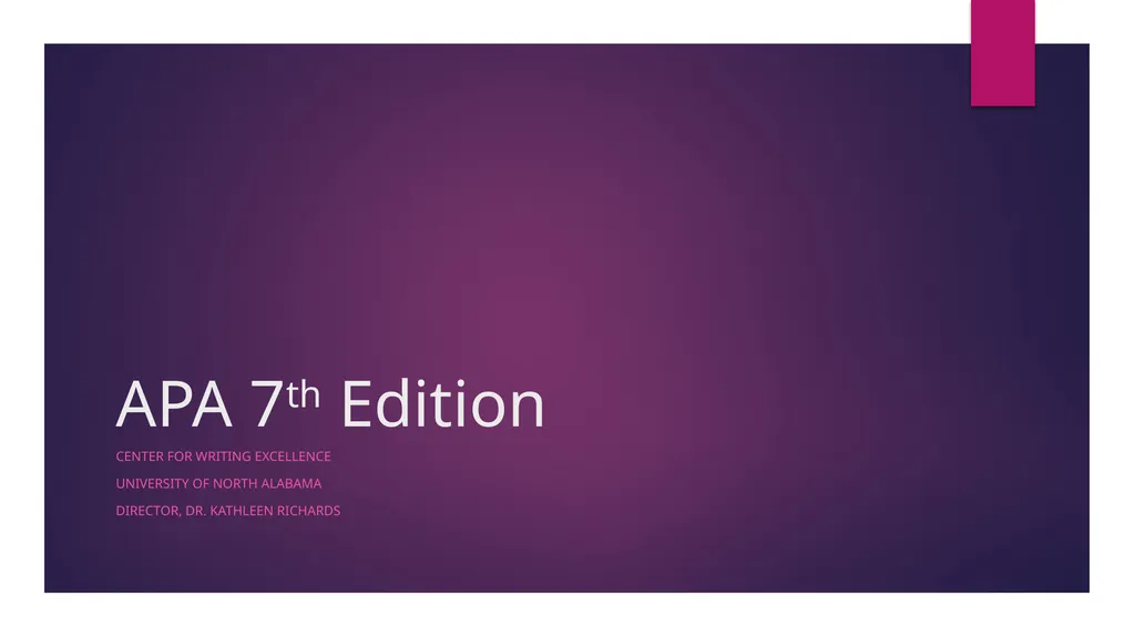 APA 7th Edition center for writing excellence - slide 1 of 142