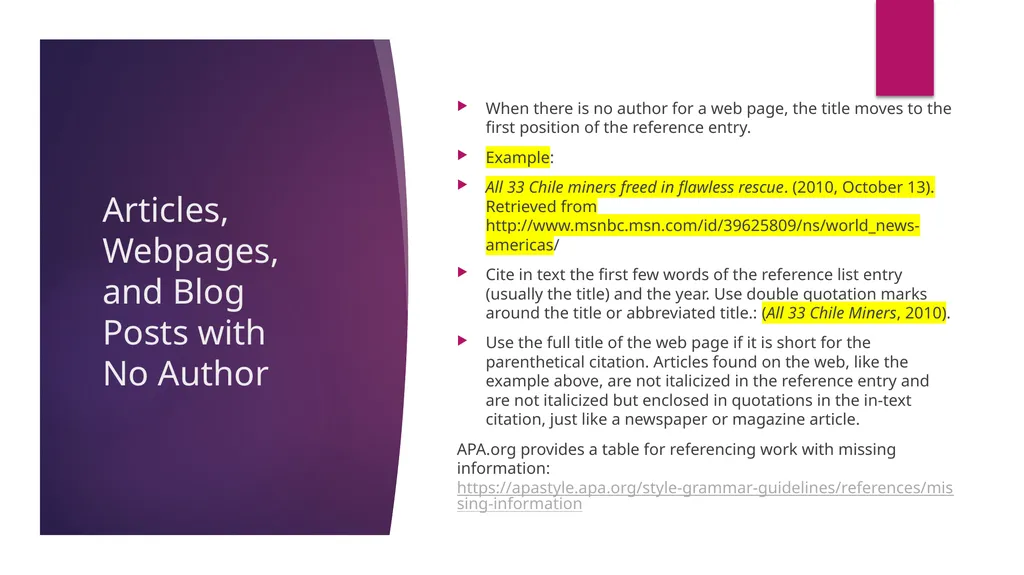 APA 7th Edition center for writing excellence - slide 67 of 142