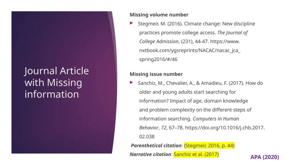 APA 7th Edition center for writing excellence - slide 47 of 142