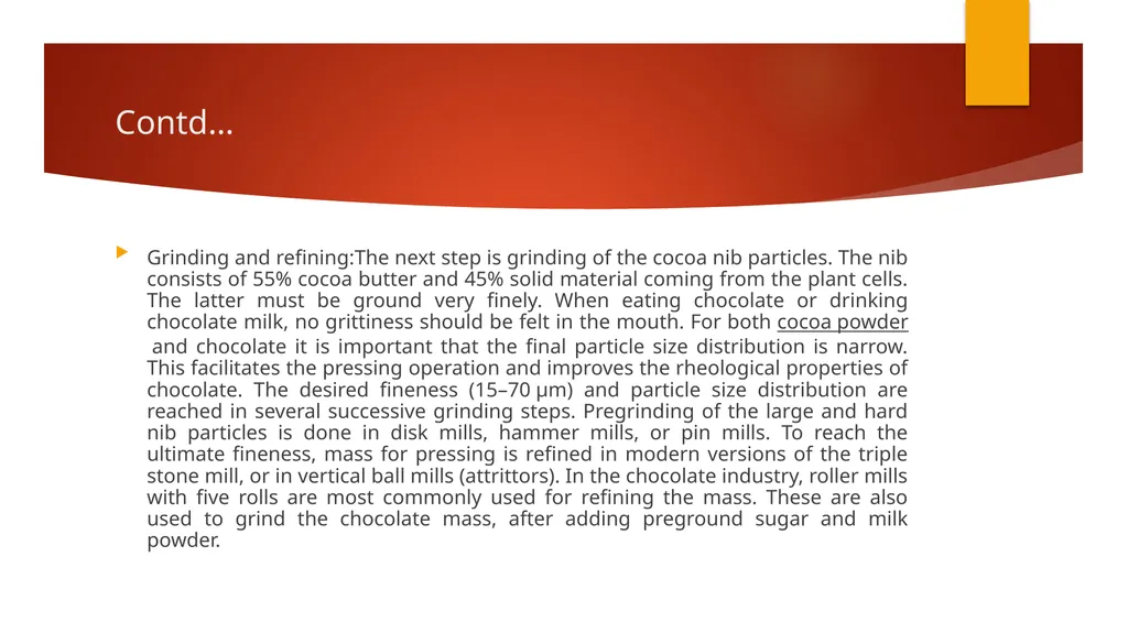 COCOA BEAN PROCESSING Department : Dairy - slide 10 of 12