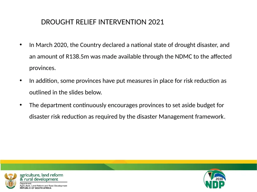 UPDATE ON THE IMPACT OF DROUGHT ON THE - slide 16 of 35