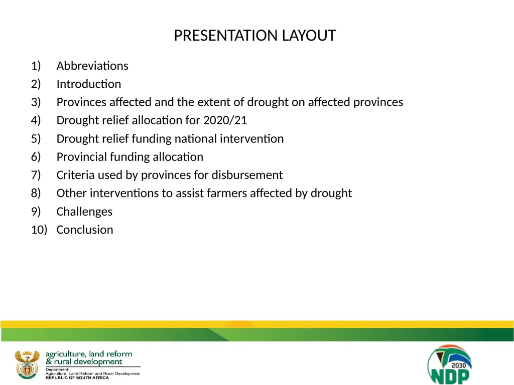 UPDATE ON THE IMPACT OF DROUGHT ON THE - slide 2 of 35